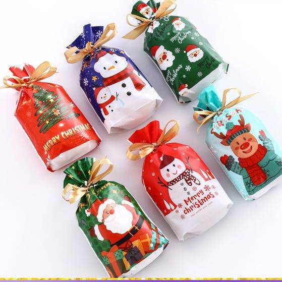 Christmas New Year Gifts Candy Gift Wrap Drawstring Bags (12 pcs/set)