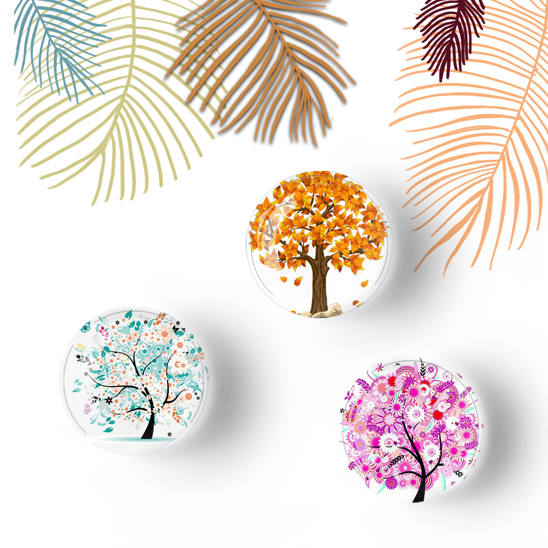 Tree of life series crystal glass refrigerator stickers (12pcs/set)