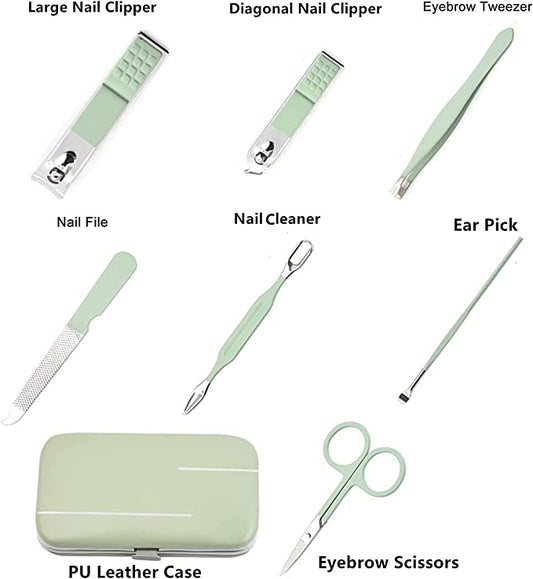 Stainless steel green nail clipper 7-piece set