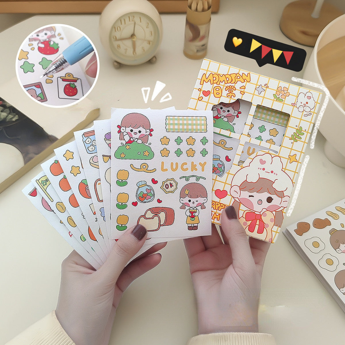 Lovely booklet stickers 50 sheets/box（800pcs）