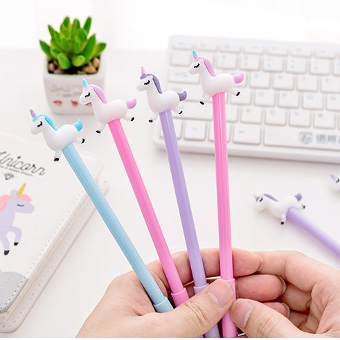 Cute cartoon jumping unicorn unisex pen (1 random colour)