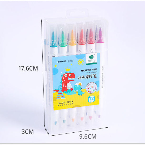 12-colour double-ended high-capacity children's watercolour whiteboard markers