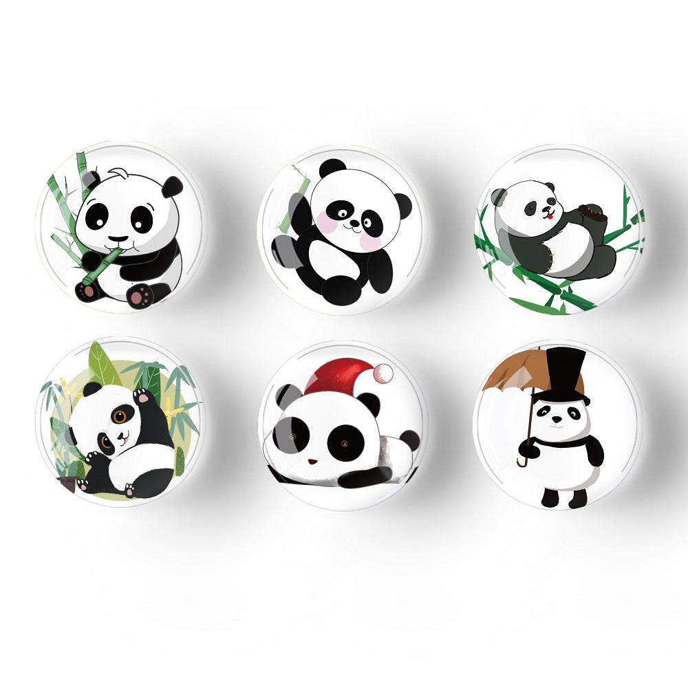 Creative crystal glass cartoon panda refrigerator stickers (12pcs/set)