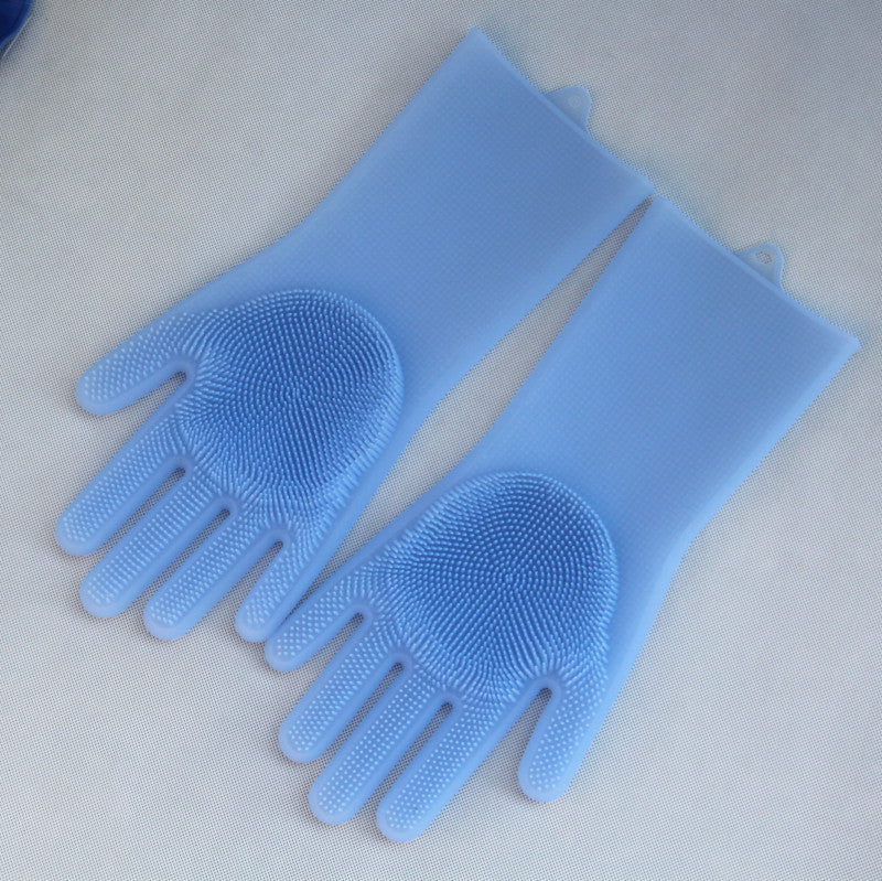 Anti-slip and wear-resistant silicone dishwashing gloves