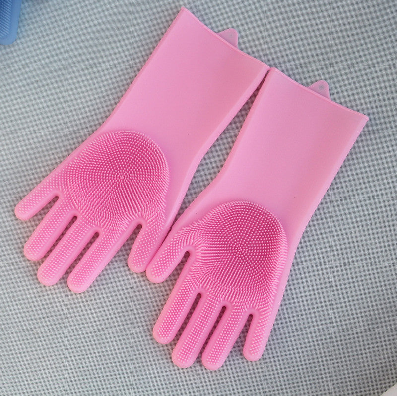 Anti-slip and wear-resistant silicone dishwashing gloves