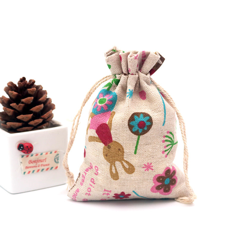 13x18cm cotton drawstring cartoon gift bag