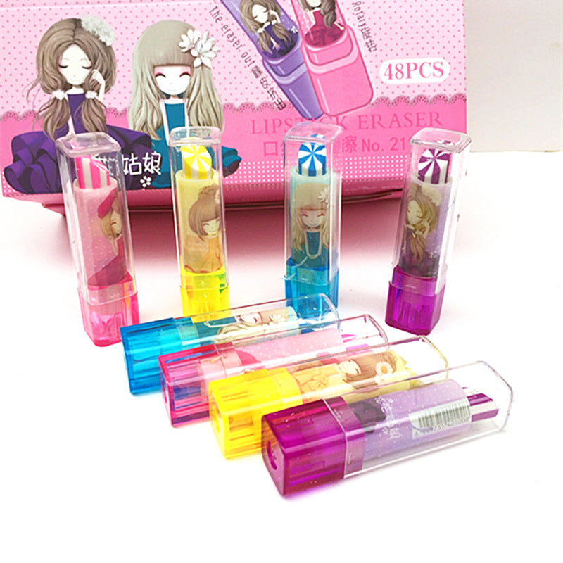 Creative lipstick modeling erasers (2pcs)