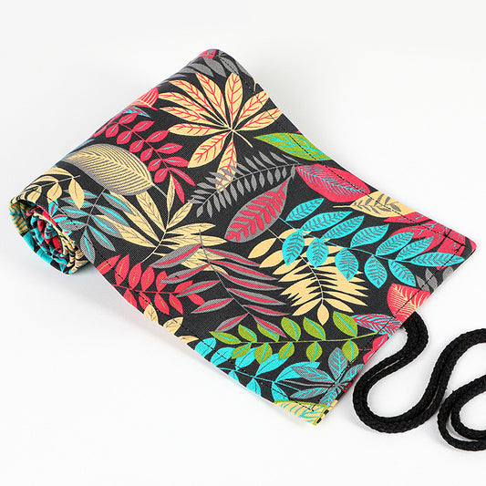 Falling leaves printed canvas simple roll pencil pouch