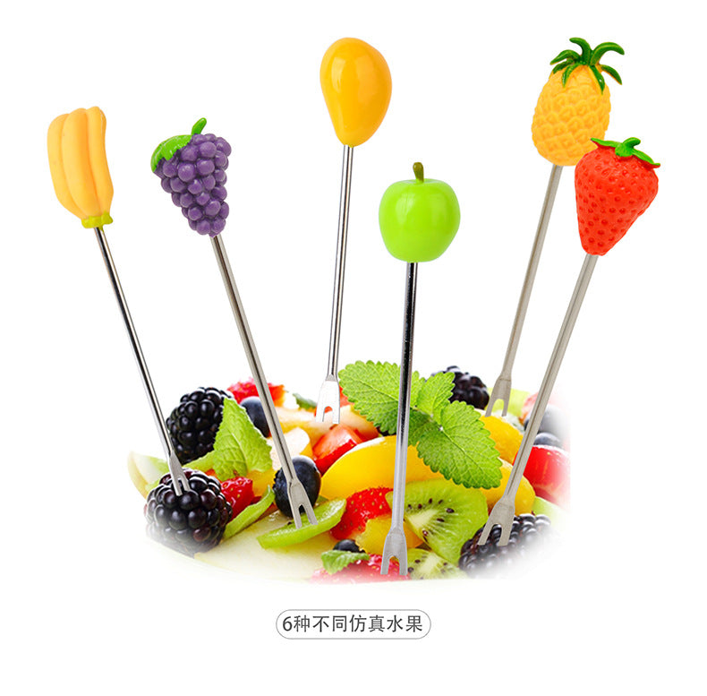 Creative mini barrel fruit fork set