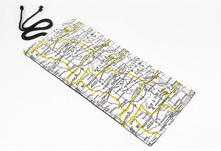 Map canvas print simple roll pencil pouch