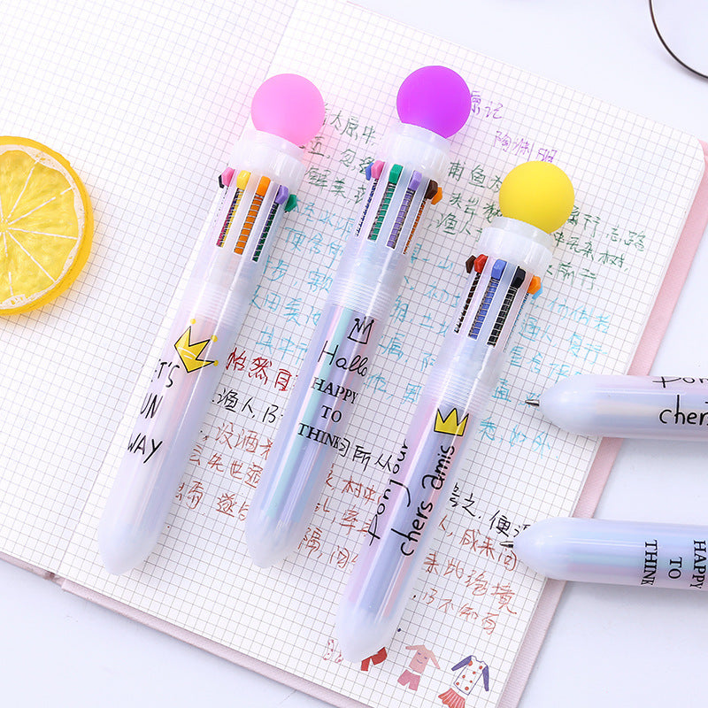 Cute coloured ball ten colour ballpoint pen