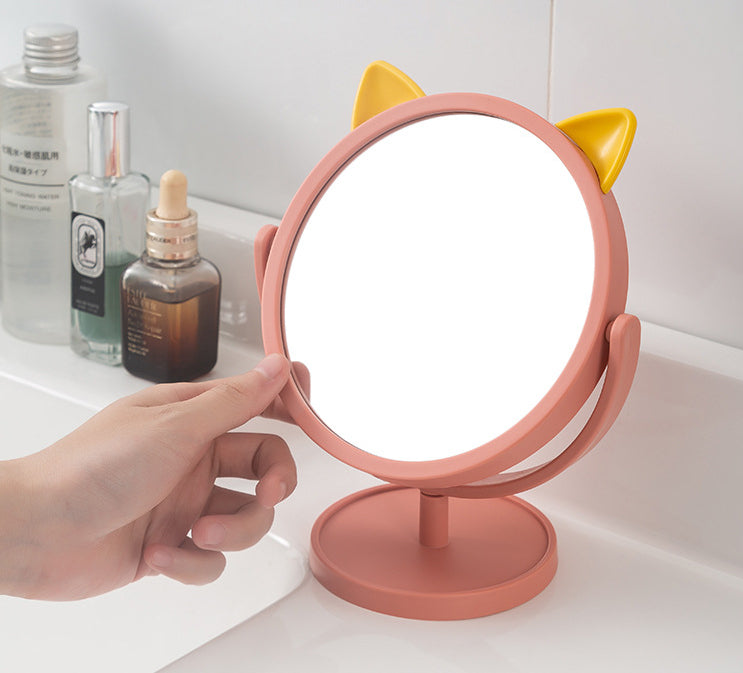 Fun cat ear desktop cartoon portable makeup mirror