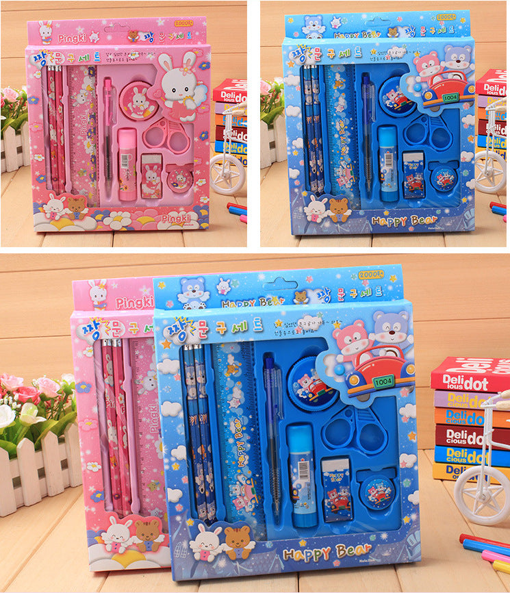 Cartoon 9 in 1 School Stationery Set