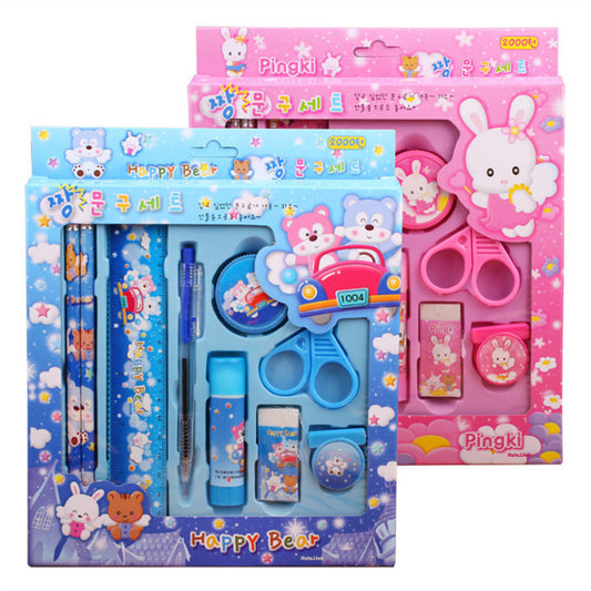 Cartoon 9 in 1 School Stationery Set