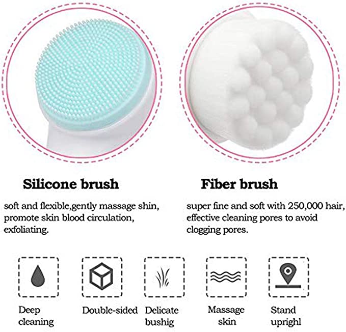 Double-ended manual facial cleansing brush (2pcs/set)