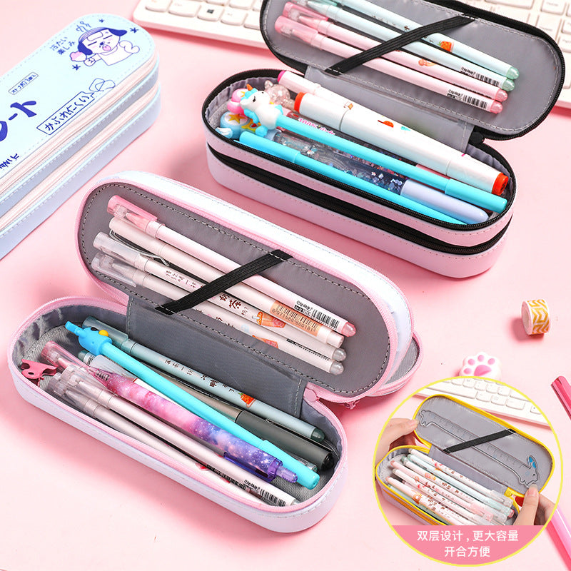 Double layer large capacity pen case