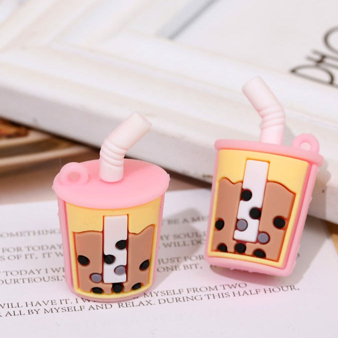 Candy coloured milk tea simulation drink key chain