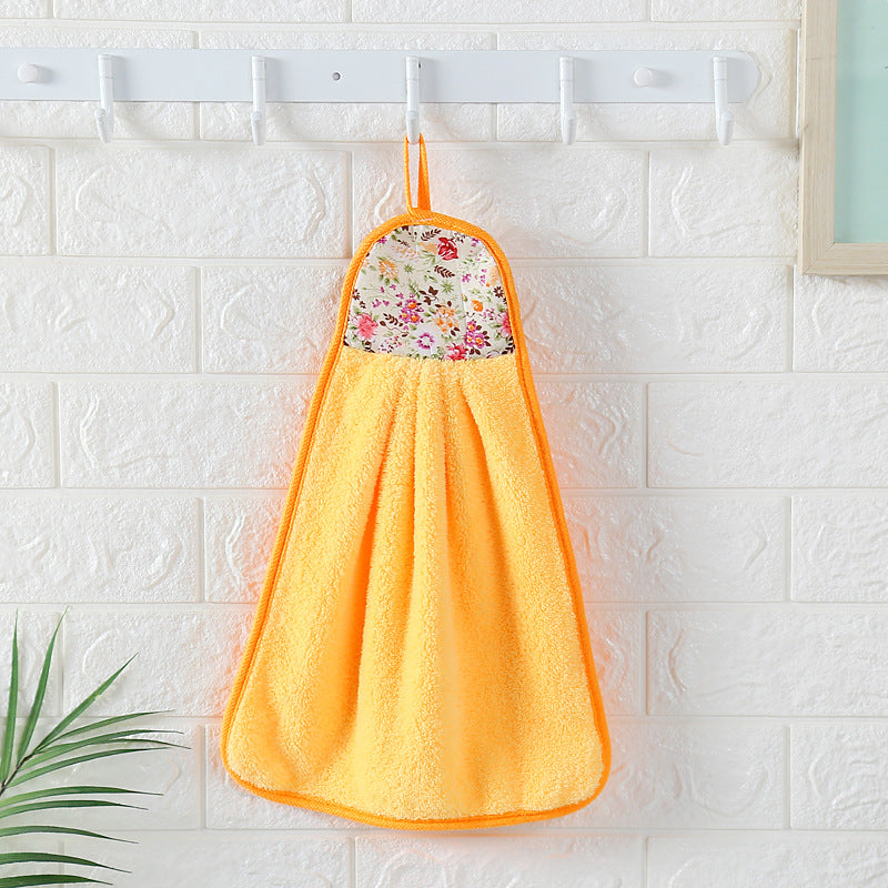 Soft and absorbent padded coral fleece hanging towel