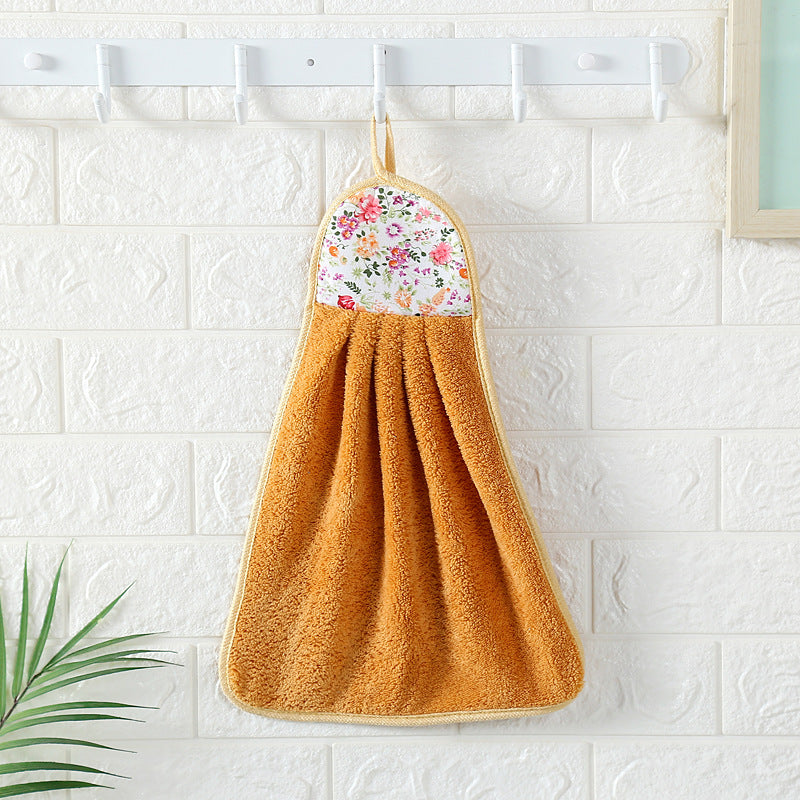 Soft and absorbent padded coral fleece hanging towel