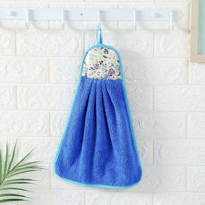 Soft and absorbent padded coral fleece hanging towel