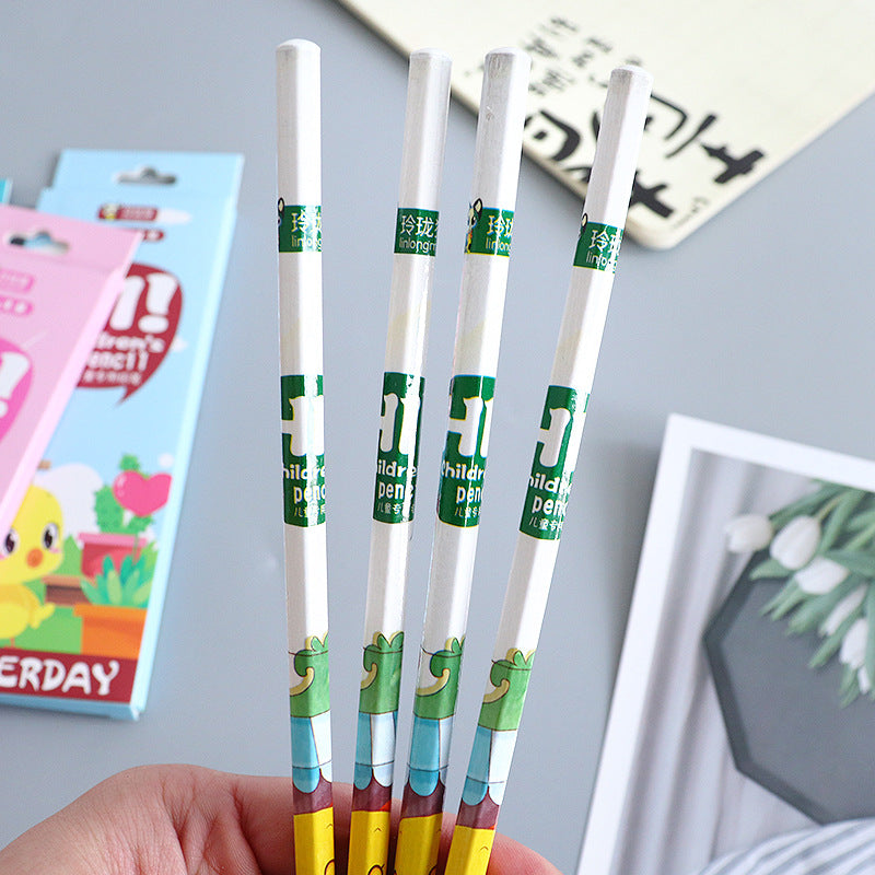 Creative box set of 4 writing cartoon pencils