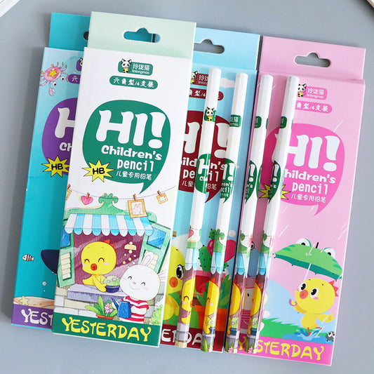 Creative box set of 4 writing cartoon pencils