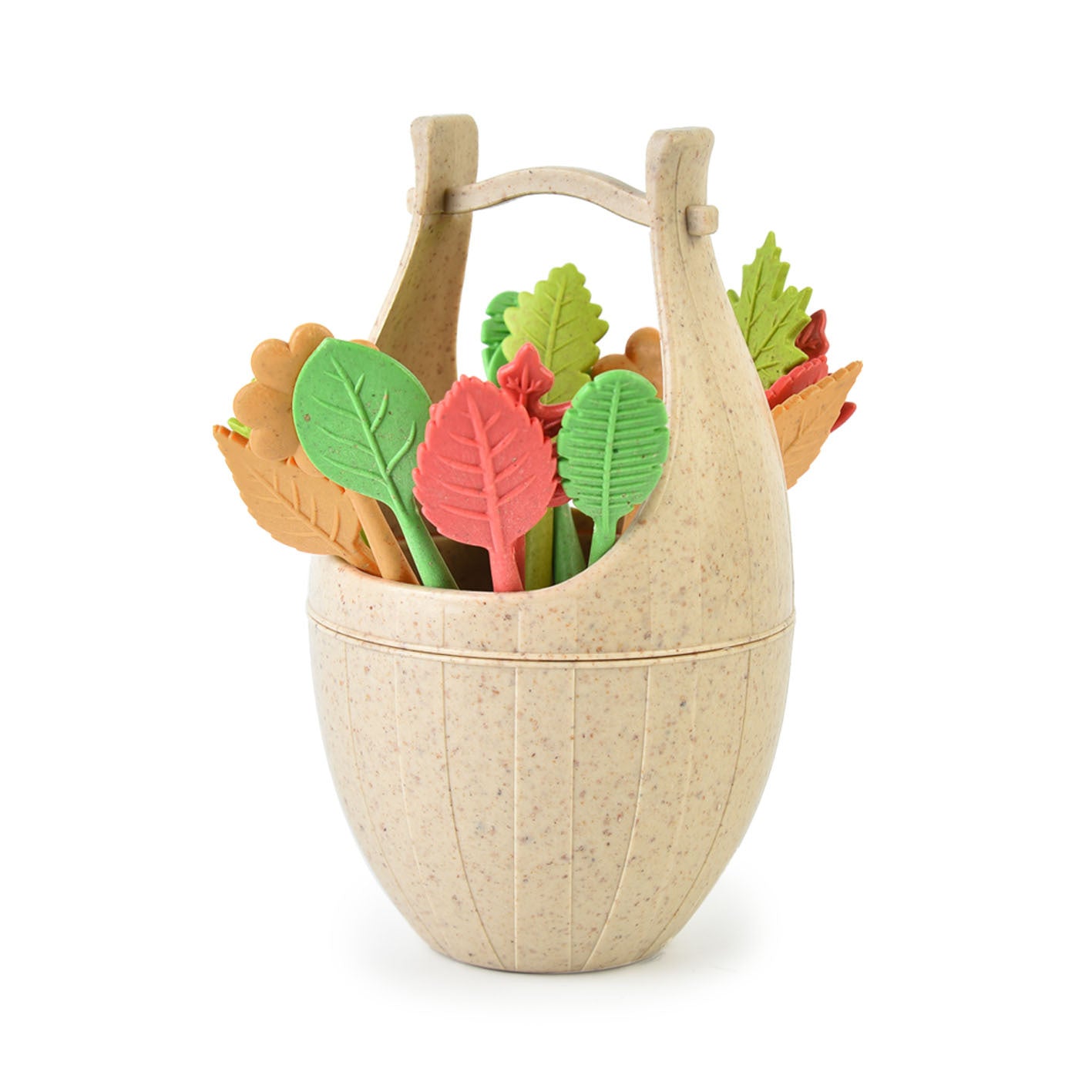 Scandinavian style wheat grass barrel creative mini barrel leaf fruit fork set