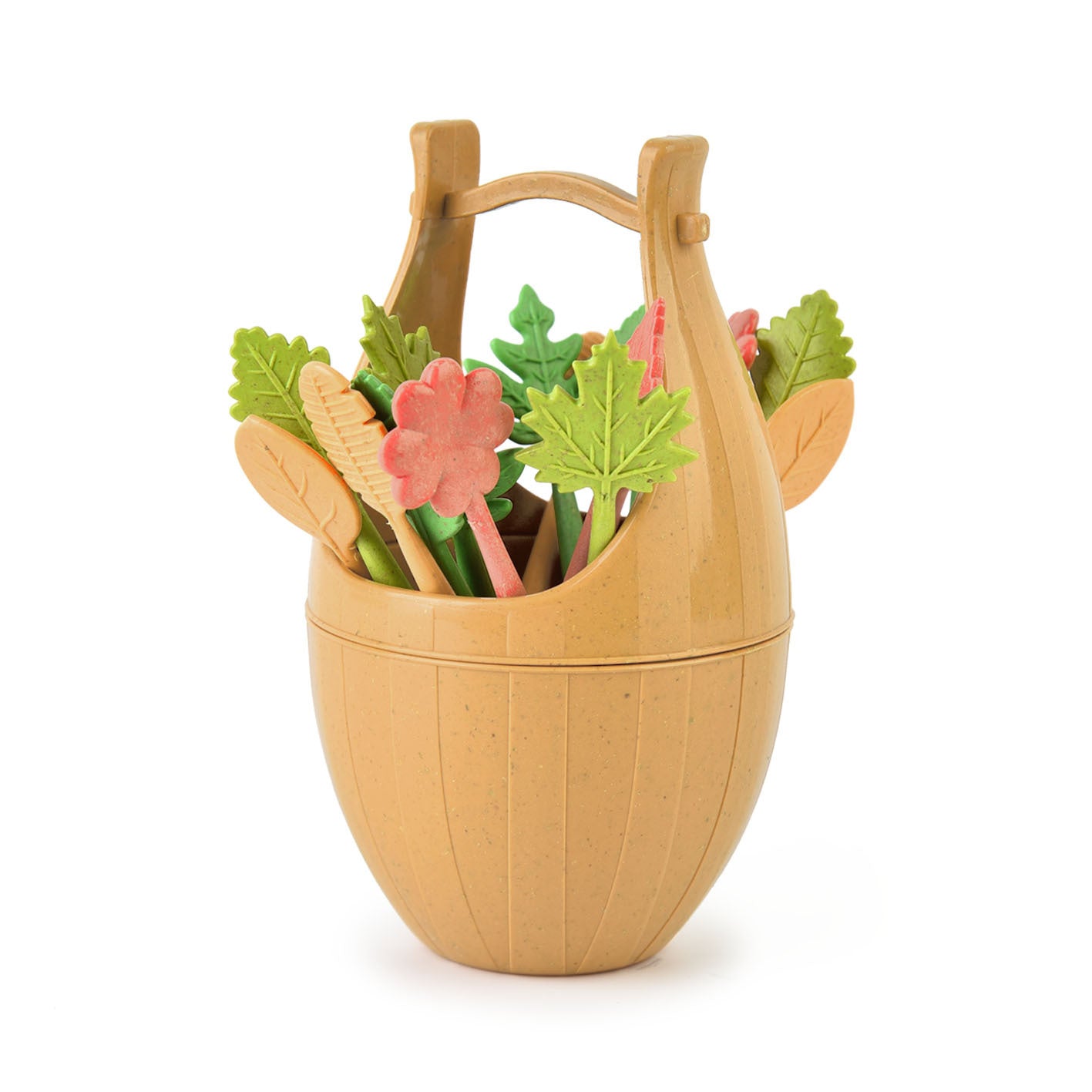 Scandinavian style wheat grass barrel creative mini barrel leaf fruit fork set