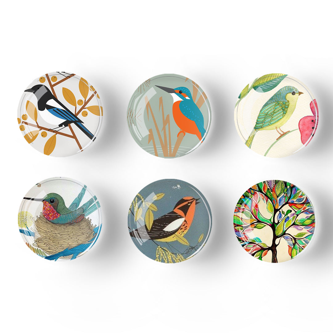 Cute birds crystal glass refrigerator stickers (12pcs/set)