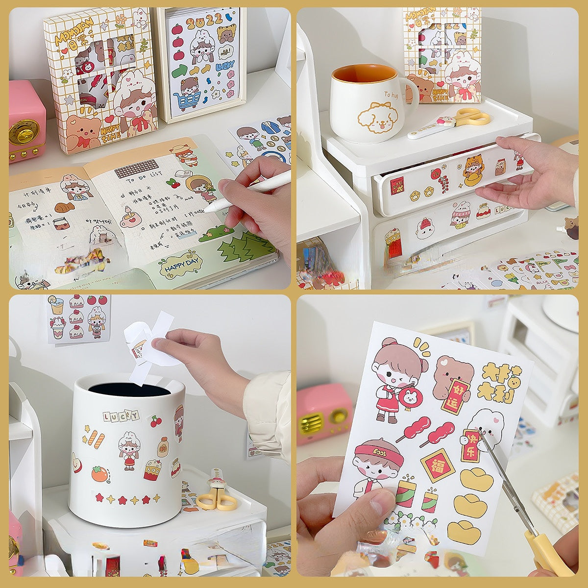 Lovely booklet stickers 50 sheets/box（800pcs）