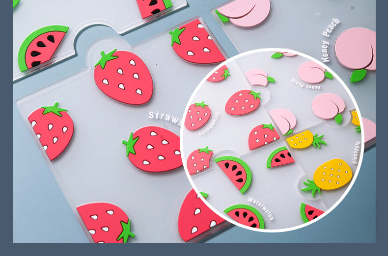 Creative cute cartoon fruit shape PVC soft silicone round heat insulation mat (2 round 3 square / set)