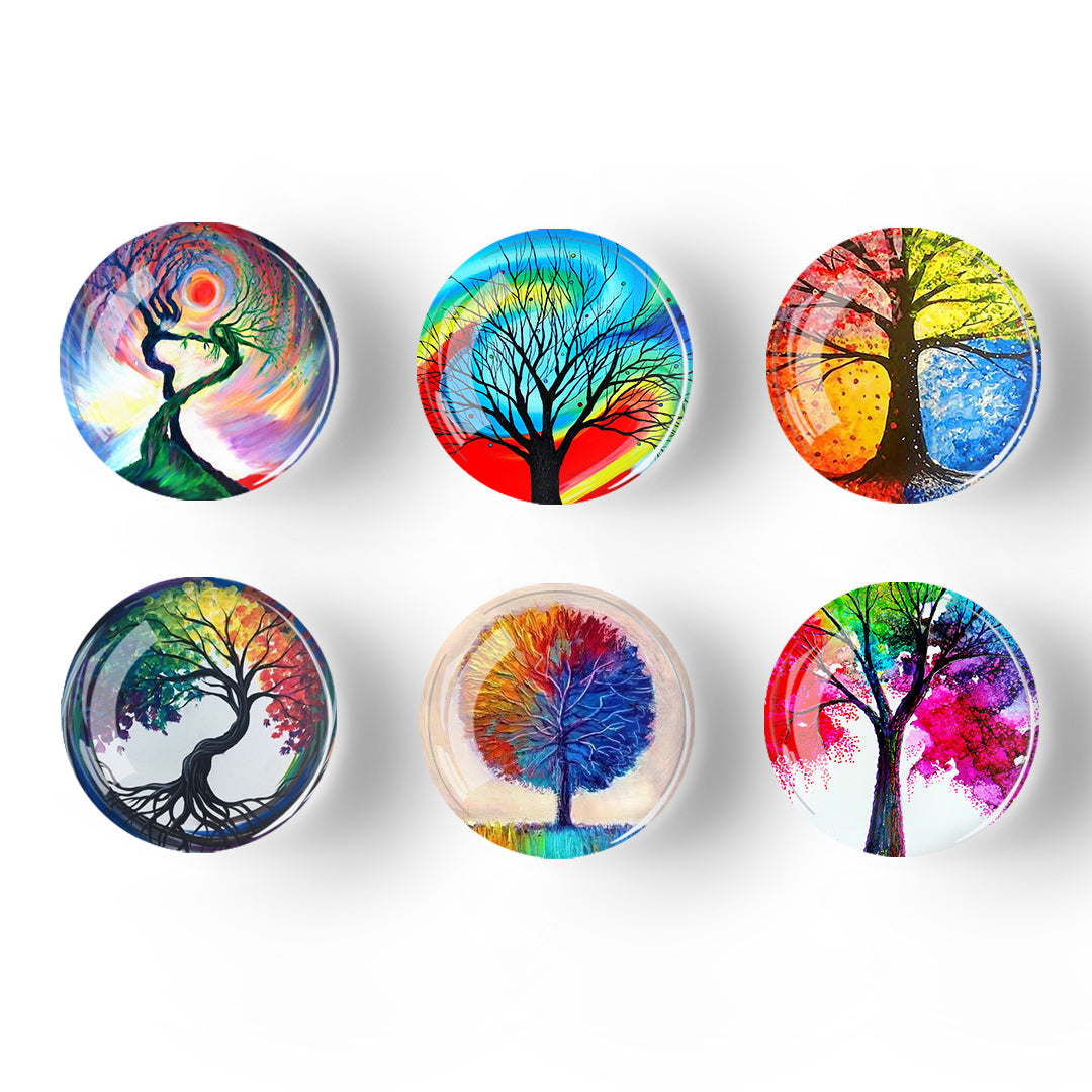 Colorful Tree of Life Series Crystal Glass Refrigerator Stickers (12pcs/set)