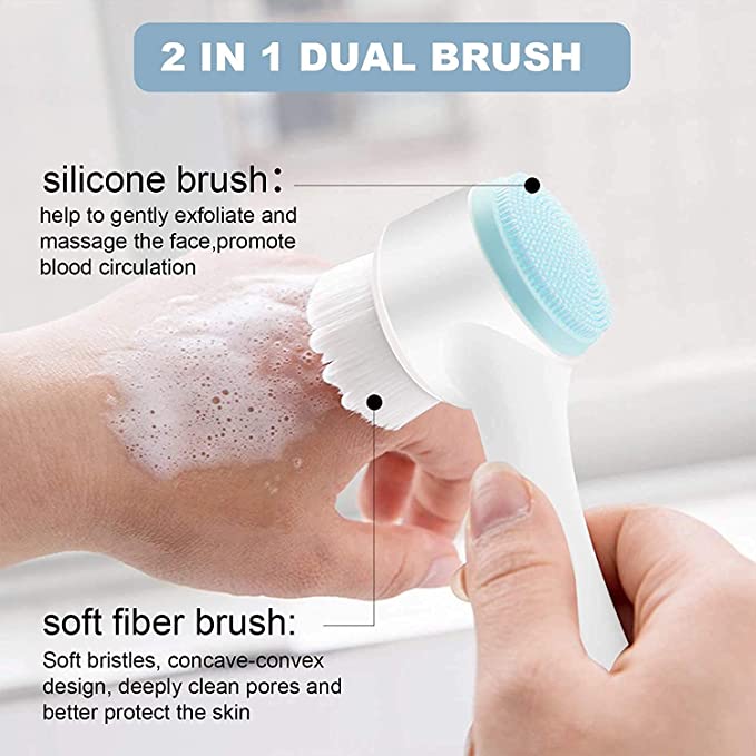 Double-ended manual facial cleansing brush (2pcs/set)