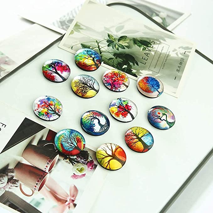 Colorful Tree of Life Series Crystal Glass Refrigerator Stickers (12pcs/set)