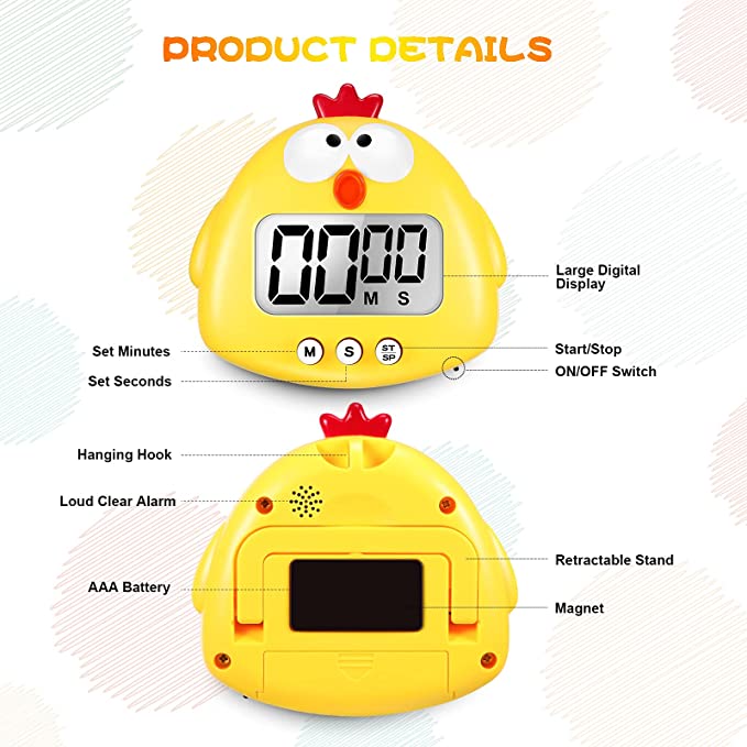 Cartoon animal large screen magnetic timer