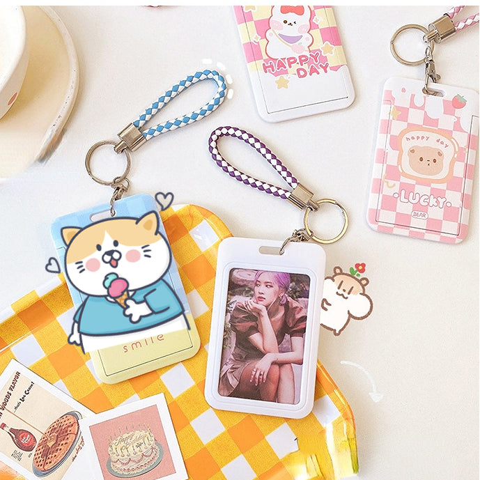 Cartoon slider multifunctional portable card holder