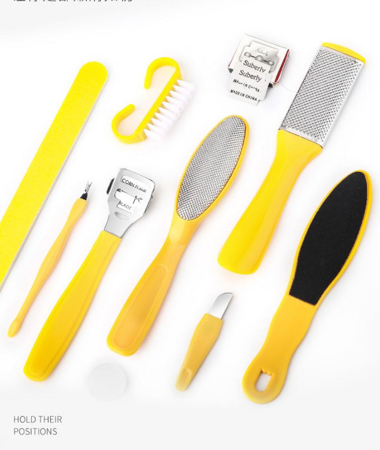 10 in 1 Yellow Exfoliating Foot Board Scrubbing Foot Scrubbing Tool Set