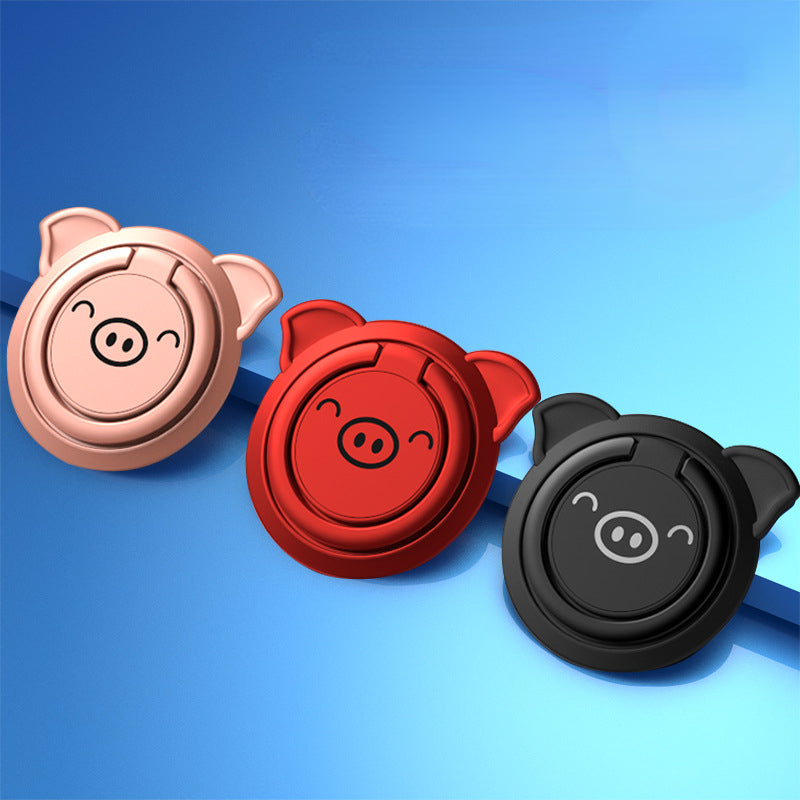 Creative piggy ring buckle type magnetic phone holder