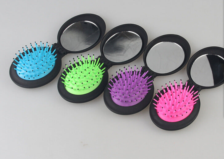 2-in-1 Portable Folding Airbag Comb with Mirror