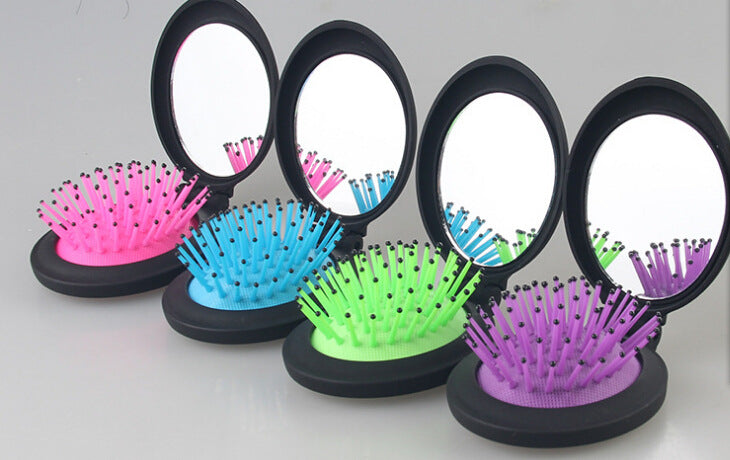 2-in-1 Portable Folding Airbag Comb with Mirror