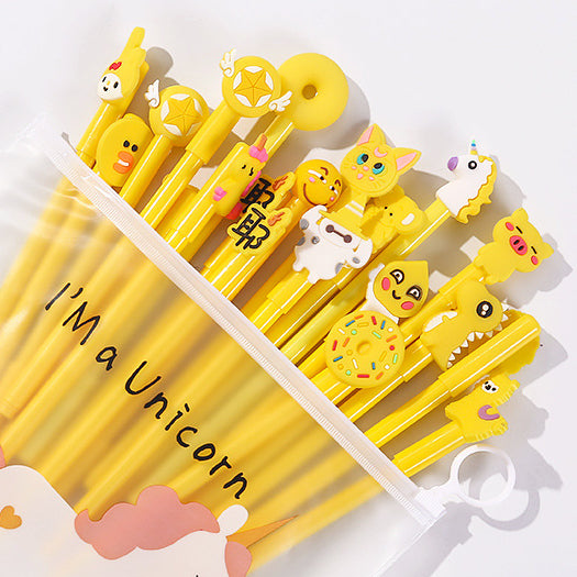 Cute Cartoon Multicoloured Neutral Pens Set of 3 (colour styles random)