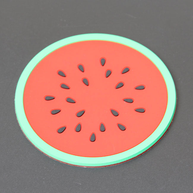 Colorful jelly color fruit shape soft rubber coaster set(7pcs)