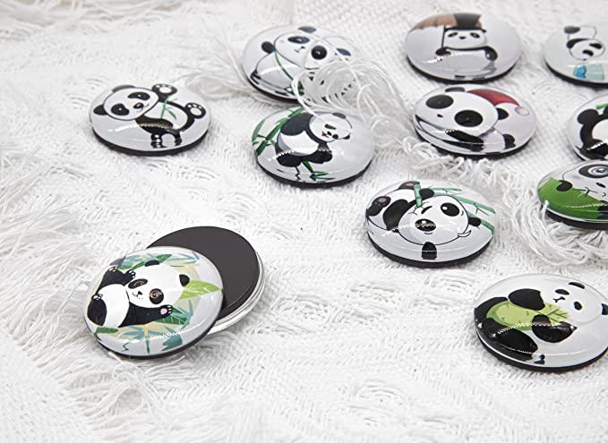 Creative crystal glass cartoon panda refrigerator stickers (12pcs/set)