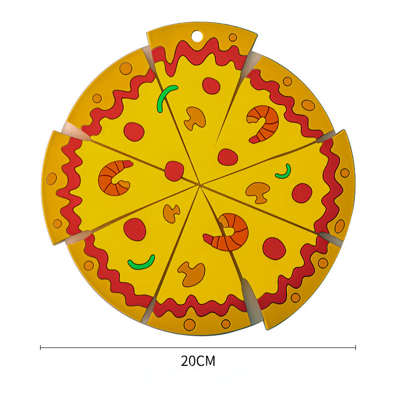 Cartoon creative pizza PVC table mat set (large 1 medium 1 small 3 / set)