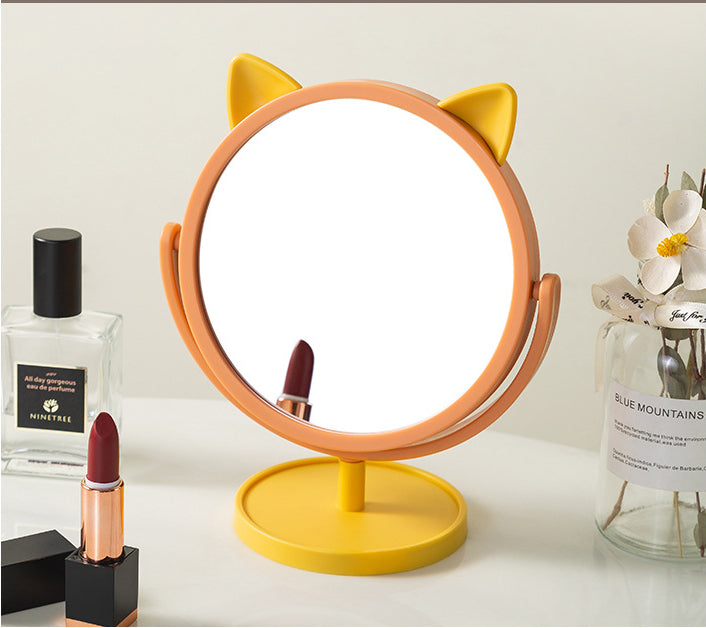 Fun cat ear desktop cartoon portable makeup mirror