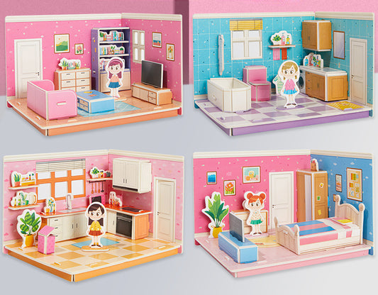 Luxury princess suite paper 3d model puzzle set (4 pcs)