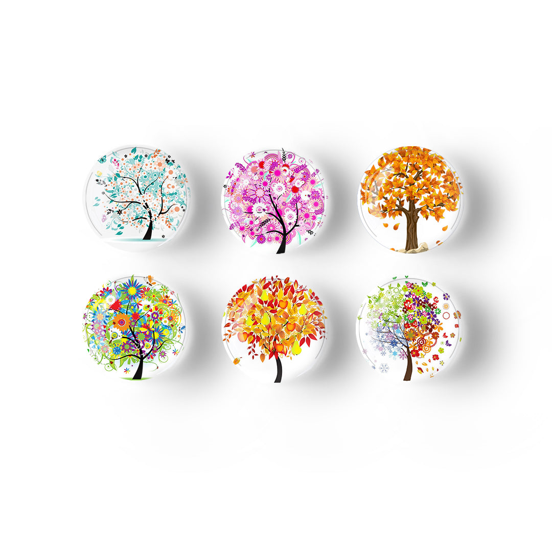 Tree of life series crystal glass refrigerator stickers (12pcs/set)