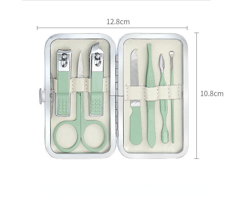 Stainless steel green nail clipper 7-piece set