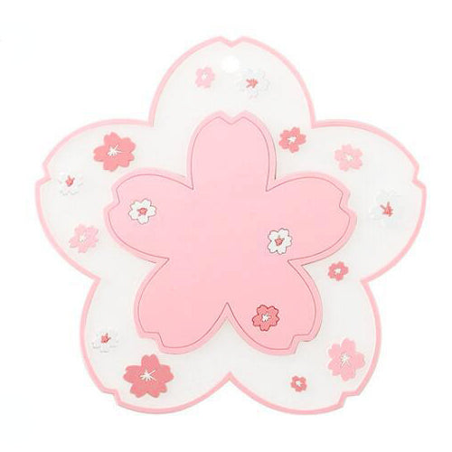 PVC soft rubber cherry blossom heat insulator coasters (3pcs/set for small and large)