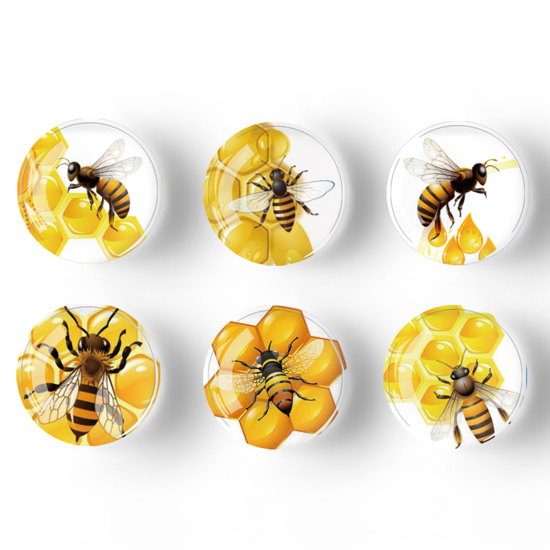 Crystal glass cartoon bee refrigerator stickers (12pcs/set)